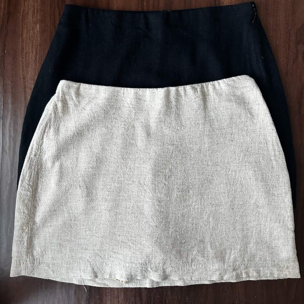 Abercrombie & Fitch Cream Linen Mini Skort